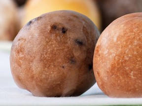 Glazed blueberry and banana Timbits are seen in this June 2011 promotional image from Tim Hortons.