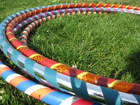 Kathy Bellamy's candy-coloured hula hoops. (Beatrice Fantoni/The Windsor Star)