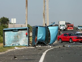 A multi-vehicle crash is snarling commuter traffic on E.C. Row between Howard Avenue and Walker Road this morning. (Dylan Kristy/The Windsor Star)