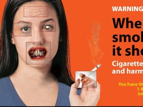 Undated photo of graphic image on a cigarette pack. (Handout: Health Canada)