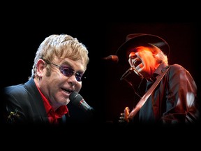 Elton John and Neil Young are seen in this photo illustration.