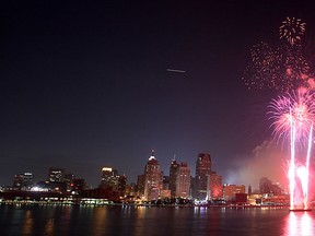 The annual Target Fireworks show lights up the sky over the Detroit River in this file photo. (TYLER BROWNBRIDGE/The Windsor Star)