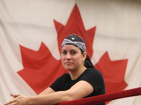 Boxer Mary Spencer takes part in a news conference at the Windsor Amateur Boxing Club in Windsor on Monday, June 18, 2012. Spencer will box for Canada at the summer Olympics in London.            (The Windsor Star / TYLER BROWNBRIDGE)