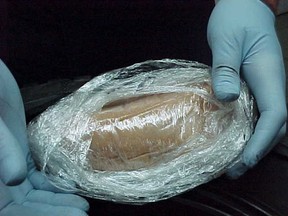A package of methamphetamine seized at the border is seen in this May 2008 file photo.
