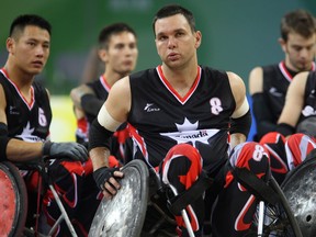 Harrow's Mike Whitehead, centre, and his teammates lost 41 - 40 to Australia in a wheelchair rugby semifinal in Beijing at the Paralympic Games in 2008. (MIKE RIDEWOOD/CPC).