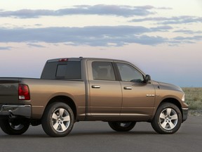 This undated file photo originally released by Chysler shows the 2009 Dodge Ram 1500. A government agency is investigating safety problems with two vehicles made by Chrysler, the Ram pickup truck and Jeep Grand Cherokee SUV. The rear wheels can lock up in Rams from the 2009 and 2010 model years, potentially causing crashes, while power steering fluid hoses can leak in 2012 Grand Cherokees, possibly causing engine fires, according to documents posted Monday, July 23, 2012, on the National Highway Traffic Safety Administration website.(AP Photo/Chysler, file)