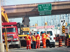 A gas leak kept crews busy near Walker Road and E.C. Row Expressway on July 9, 2012. (Jason Kryk/The Windsor Star)
