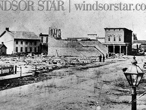 LEAMINGTON, May14/1883-What's left of downtown Leamington after the fire of 1883. Looking at the South side of Talbot st. looking orth/west to Erie St. (The Windsor Star-FILE)