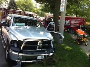 Emergency crews respond to a three-car accident in the 1400 block of Northwood Street on July 6, 2012. (DAX MELMER/The Windsor Star)