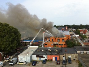 Aerial view of the Sunset Club fire in Leamington on July 18, 2012. (JASON KRYK/The Windsor Star)