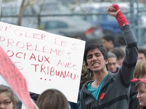 Students protest tuition hikes in Montreal, Quebec. Photographed April 2012. (Graham Hughes / Montreal Gazette)