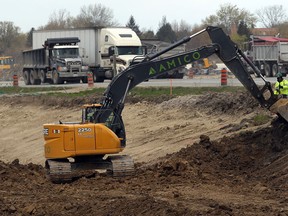 Windsor-Essex Parkway construction along Talbot Road just west of Howard Avenue Tuesday, April 10, 2012.  Area residents are bracing for the pile driving equipment being moved into place for the Windsor-Essex Parkway.  (NICK BRANCACCIO/The Windsor Star)