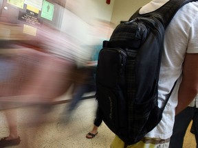 A student wears a backpack in this file photo. (Ben Nelms/The Windsor Star)