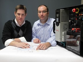 Shown in this file photo are Joe Aarssen, left, and Brent McPhail, partners at Brave Control Solutions, a fast-growing company in Windsor, Ont. that specializes in industrial automation.  (JASON KRYK/ The Windsor Star)
