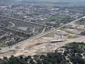 A stretch of North Talbot Road - heavily used by commuters - reopened last week for traffic after being closed for a year. Shown here is an aerial photo of the Windsor/Essex Parkway project taken Thursday, Aug. 23, 2012, in Windsor, Ont.  (DAN JANISSE/The Windsor Star)