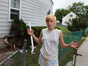 Autumn Soucie, 16, is pictured in front of her Mother's house at 1803 Central Avenue where she was sleeping when a car crashed into the side of the house causing a gas leak, Thursday, August 2, 2012. The leak caused several neighbouring houses to be evacuated. (DAX MELMER/The Windsor Star)