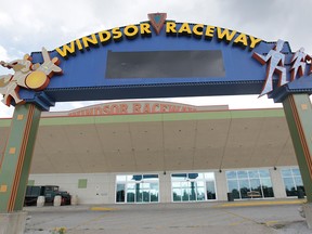Shown here on June 7, 2012, the slots sign on the Windsor Raceway sign has been blacked out at the Windsor Raceway since the closure of the slots room in April.  (DAN JANISSE/ The Windsor Star)