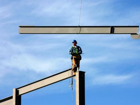 Structural steel component of the Family Aquatic Centre is being installed by ironworkers July 31, 2012. (Nick Brancaccio/The Windsor Star)