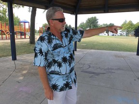 Garry Dugal a community activist in the Drouillard Road area died in the Drouillard Park Wednesday, Aug. 8, 2012, in Windsor, Ont. Calvin Nicholson, a long-time friend of Dugal spoke about him. (Windsor Star / DAN JANISSE)