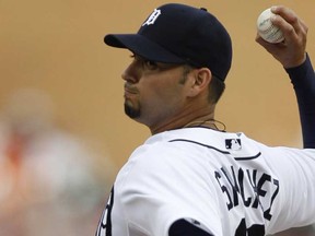 Detroit's Anibal Sanchez pitches in the first inning against the New York Yankees Wednesday, August 8, 2012 at Comerica Park in Detroit, Michigan. (Julian H. Gonzalez/Detroit Free Press/MCT)