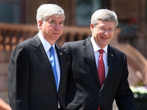 Michigan Gov. Rick Snyder and PM Stephen Harper announce new bridge deal