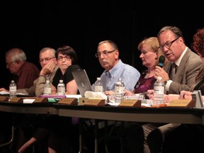 Windsor Essex Catholic District School Board director Paul Picard and board trustees are pictured on June 26, 2012.