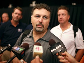 CAW Local 444 president Dino Chiodo speaks with the media after Chrysler workers voted on strike authorization at the Colosseum at Caesars Windsor on Aug. 26, 2012.  (DAX MELMER/The Windsor Star)