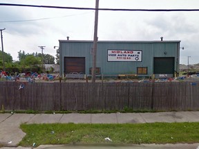 A Google Maps image of Midland Used Auto Parts in the 10400 block of Lyndon Street in Detroit, Michigan. Police raided the site on Thursday, resulting in seizure of the largest number of stolen vehicles at one location in Detroit in more than 10 years.