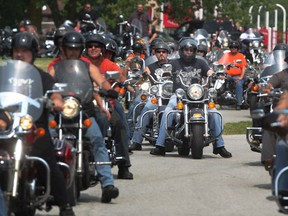 AMHERSTBURG, ONT.: MAY 27, 2012 -- Motorcyclists depart from the K Walter Ranta Marina in Amherstburg during the Windsor Telus Motorcylce Ride for Dad, Sunday, May 27, 2012.   (DAX MELMER/The Windsor Star)