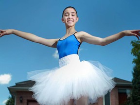 Ballet dancer Tania Angelovski, 13, in front of her home in east Windsor on Aug. 5, 2012.  (DAX MELMER/The Windsor Star)
