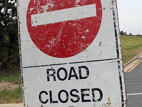 File photo of road closed sign. (The Windsor Star / TYLER BROWNBRIDGE)