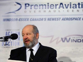 In this file photo, Ronnie Di Bartolo, president and CEO Premier Aviation, speaks during an announcement at St. Clair College in Windsor, Ont., on Friday, January 14, 2011.         (TYLER BROWNBRIDGE  /The Windsor Star)