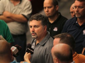 President of CAW 444, Dino Chiodo, speaks with the media after Chrysler workers voted on strike authorization at the Colosseum at Caesars Windsor, Sunday, August 26, 2012.  (DAX MELMER/The Windsor Star)