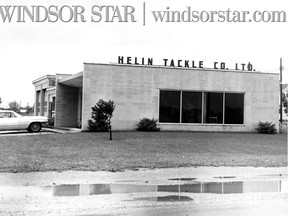 July/1961-LaSalle's main industry is the manufacturing of fishing gear which has world wide markets. Helin Tackle Co. Ltd. on Front Rd. (The Windsor Star-File)