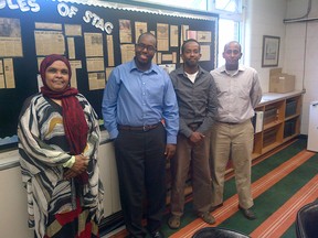 (From left to right: Saida Sanura, Abdullahi Cisman, Mohammad Alio and Hassan Awed of the Somali Community of Windsor.  Photo taken by Fabio Costante, Our West End.)