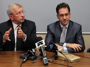 Files: MPs Joe Comartin, left, and Brian Masse at a news conference on Aug. 22, 2010.  (TYLER BROWNBRIDGE / The Windsor Star)