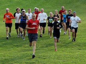 The  Malden Park Runners get in a recent workout at Malden Park. (JASON KRYK /  The Windsor Star)