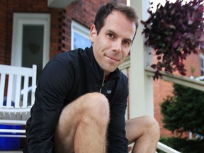 Brad Nichols is a school teacher who suffered a brain injury in a car accident in 2010. He is preparing to run the upcoming Toronto marathon and raise money to buy helmets for kids. (DAN JANISSE/The Windsor Star)