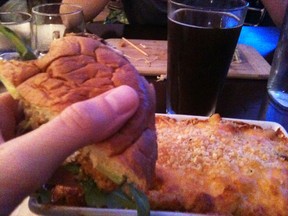 Veggie burger, mac and cheese and in-house brewed beer: No cows here.