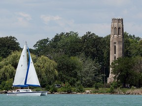 A sailboat makes sails past Belle Isle in Detroit on a sunny Thursday, June 24, 2010.        (TYLER BROWNBRIDGE / The Windsor Star)