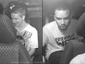 Security camera images of two males who tried to rob a taxi driver on Gladstone Avenue in Windsor, Ont. on June 21, 2012. (Handout / The Windsor Star)