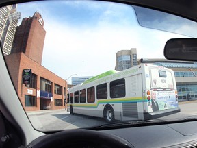 A Transit Windsor bus pulls out of the downtown bus station on Mar. 23, 2012, in Windsor.  (DAN JANISSE/The Windsor Star)