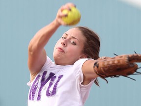Windsor's Kelsey Schincariol throws a pitch at Jackson Park in 2011. (DAX MELMER/The Windsor Star)