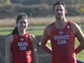 Local triathletes Katie Hicks, left, and Andrew Vendrasco will compete at the world championships in New Zealand this weekend. (JASON KRYK/The Windsor Star)