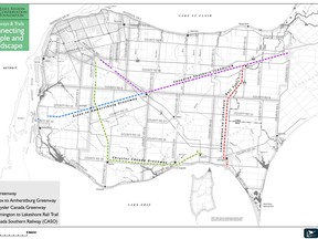 Map of the ERCA  greenway trail system in Essex County. (Handout)