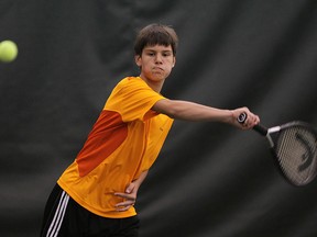 Jarrod Zytner from Belle River takes part in the WECSSAA tennis matches at Parkside Tennis Club in Windsor on Wednesday, October 10, 2012. (TYLER BROWNBRIDGE / The Windsor Star)