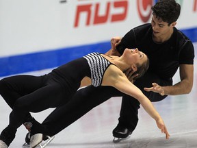 Canadian pairs skaters Paige Lawrence, left, and Rudi Swiegers practise for Skate Canada International at the WFCU Centre. (DAN JANISSE/The Windsor Star)