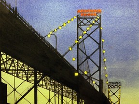 An illustration of the Ambassador Bridge by Windsor artist Don Alp is seen in this 2010 file photo. (Tyler Brownbridge / The Windsor Star)