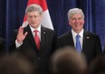 In this file photo, Prime Minister Stephen Harper and Michigan Gov. Rick Snyder announce plans for the new Windsor-Detroit bridge June 15, 2012.  (Windsor Star / TYLER BROWNBRIDGE)