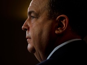 Ontario Finance Minister Dwight Duncan announces that he will not seek the provincial Liberal leadership and will not run for re-election during a press conference at Queen's Park in Toronto Wednesday, October 24, 2012.  (Darren Calabrese/National Post)